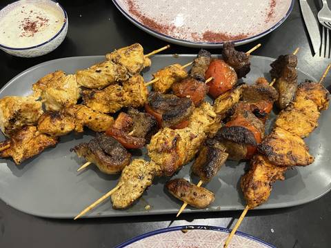 Chicken and beef skewers